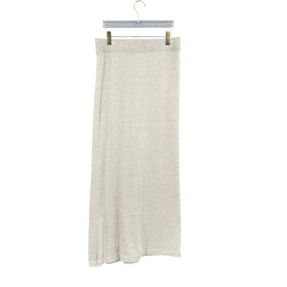 Splendid Soft Knit Thick Elastic Waist Tan Flowy Skirt With Slit - Picture 2 of 8